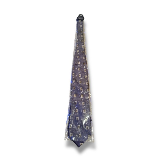 Exclusiv Italy Silk Tie Purple Geometric Print 100% Silk NWT - Picture 1 of 5